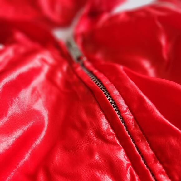 Vintage 1970s Quiltex Baby Red Nylon Windbreaker Hooded Jacket | Size 18 months - Picture 5 of 7